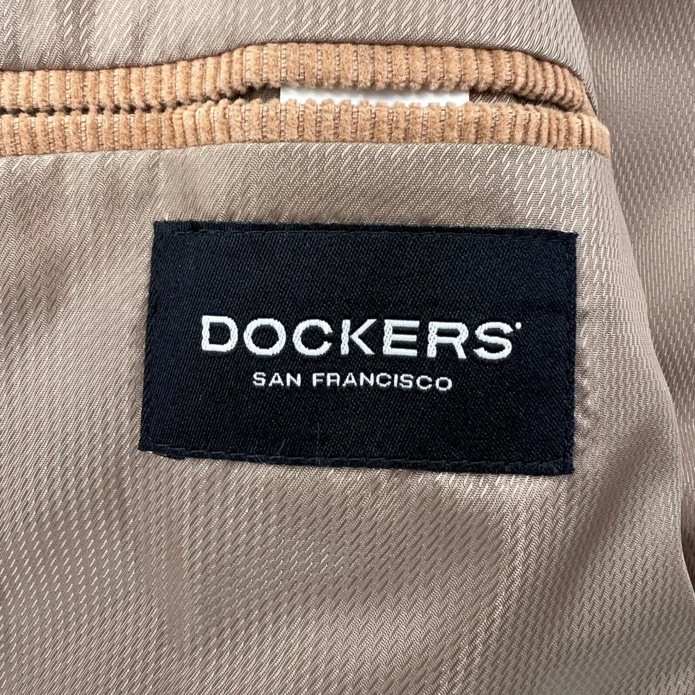 NEW Dockers Corduroy Blazer Sport Coat Jacket Men 44L‎ Beige Cotton Academia Ivy